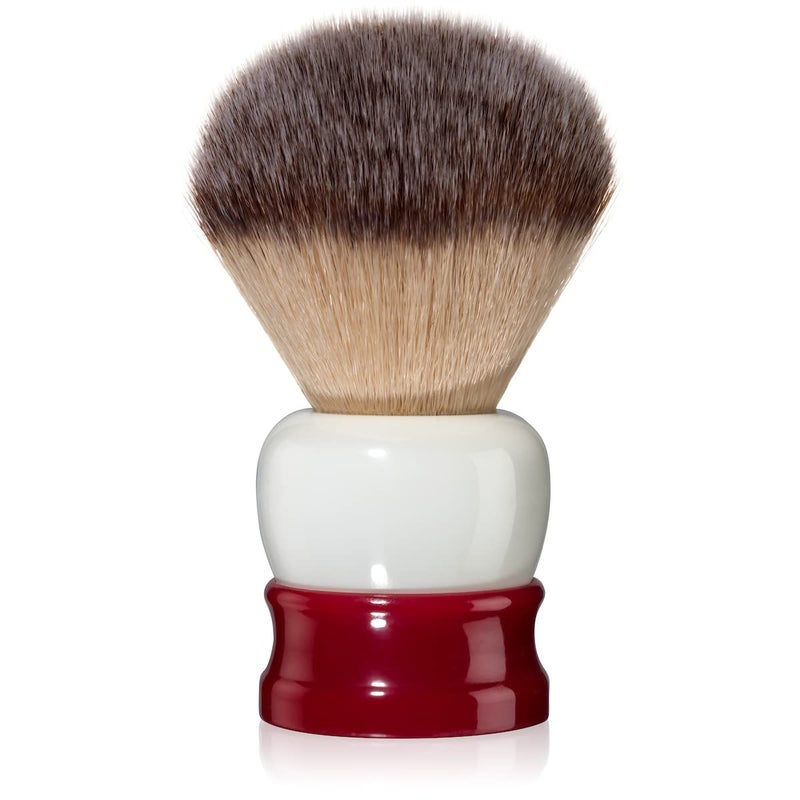Fine Shaving Brush, Angel Hair Fibers, Cruelty-Free Shaving Cream Brush for Men, Gently Exfoliates The Skin, 100% Solid Resin Handle, 24mm Knot with 56mm Loft (Red & White) - Image 1